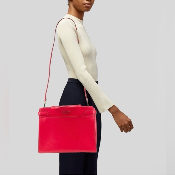 Kate Spade Staci Medium Satchel - Pink Ruby Saffiano Leather - EUC - Picture 5 of 7